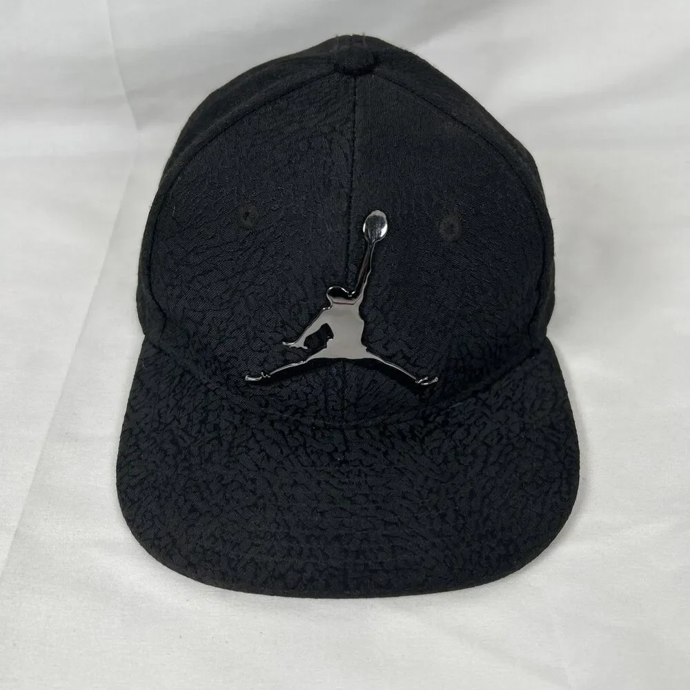 Nike Air Jordan Jumpman Elephant Print Elite Snapback Hat Black Child 4-7 Metal